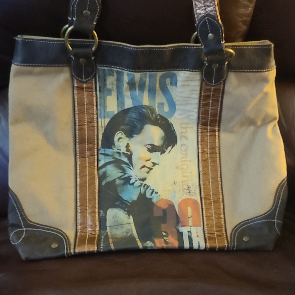 Elvis Presley Tan and Brown Men's Bag